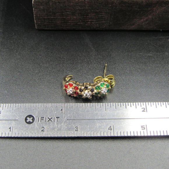 Sterling Triple Floral Sapphire Gem Earrings - Picture 5 of 6